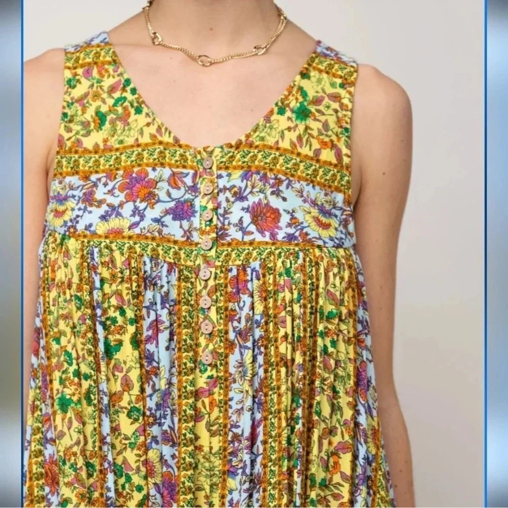 131. NWT Easel Yellow/Multicolor Floral Jumpsuit - Picture 2 of 6